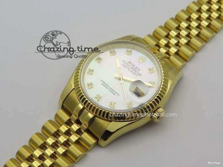 MiroTime 0106 DateJust 36mm Wrapped YG BP-Maker Best Edition White MOP Dial On Wrapped YG Bracelet ETA Bright 3835